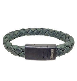 Thomss Thomss - Leren armband - Groen - THB011A - 22 cm