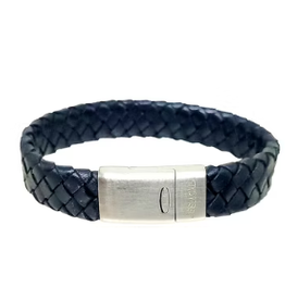 Thomss Thomss - Leren armband - Zwart - THS007 - 21 cm