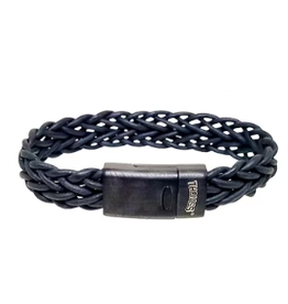 Thomss Thomss - Leren armband - Zwart - THZ004 - 21 cm