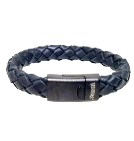 Thomss Thomss - Leren armband - Zwart - THZ011 - 22.5 cm