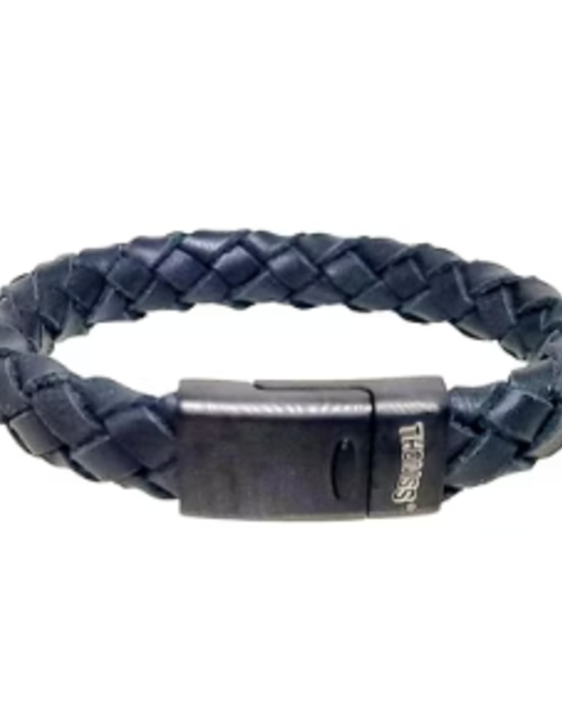 Thomss Thomss - Leren armband - Zwart - THZ011 - 22.5 cm