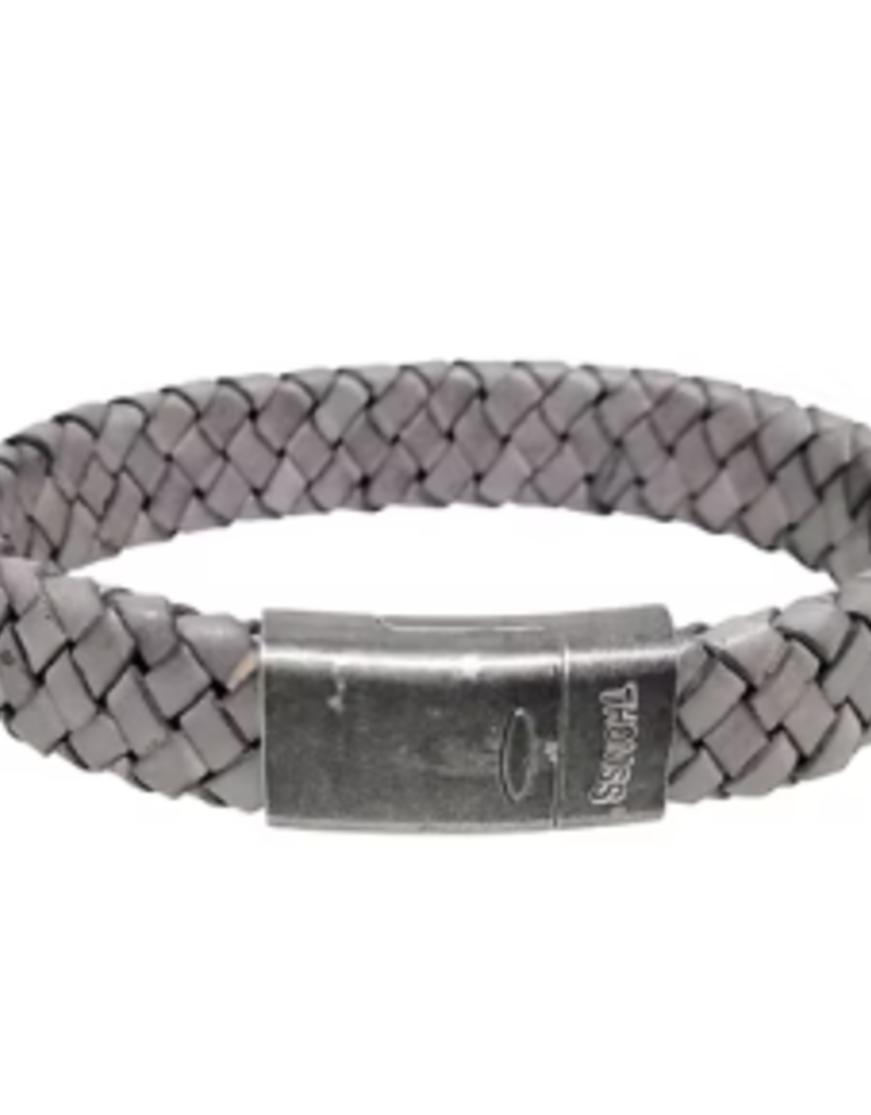 Thomss Thomss - Leren armband - Grijs - THV010 - 21 cm