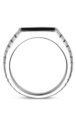 Zilveren zegelring - Gerhodineerd - Onyx - Maat 21