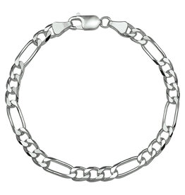Zilveren armband - Gerhodineerd - Figaro - 5 mm - 20 cm