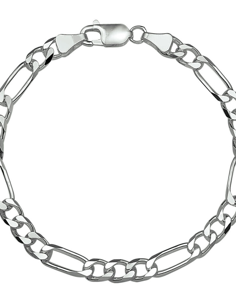 Zilveren armband - Gerhodineerd - Figaro - 5 mm - 20 cm