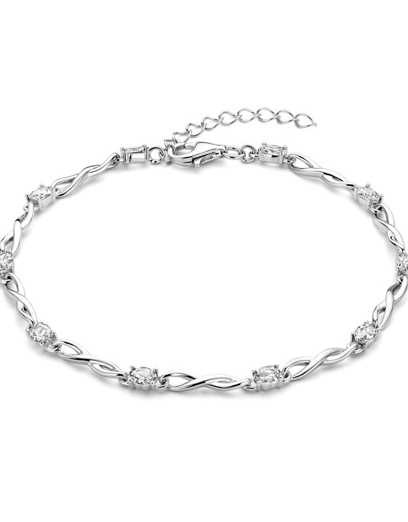 Rosa di Luca Italy Zilver armband - Gerhodineerd - Zirkonia - 18 +3 cm