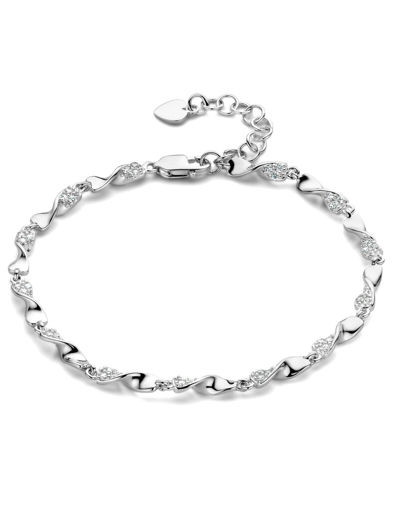 Rosa di Luca Italy Zilver armband - Gerhodineerd - Zirkonia - 18 +3 cm