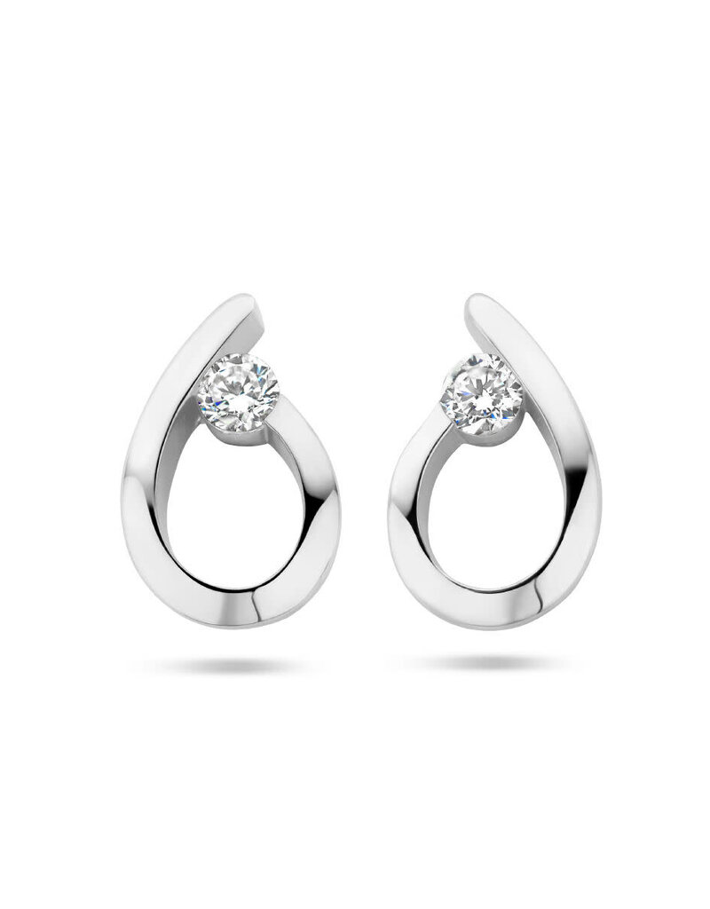 Zilveren oorknoppen - Gerhodineerd - Zirkonia