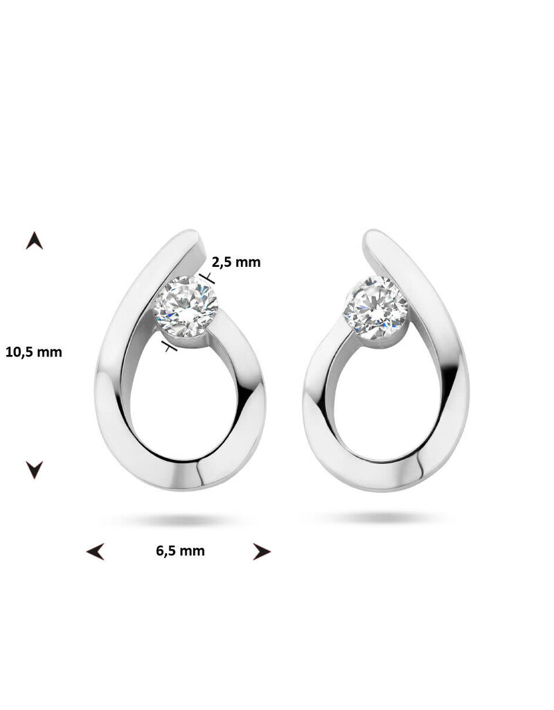 Zilveren oorknoppen - Gerhodineerd - Zirkonia