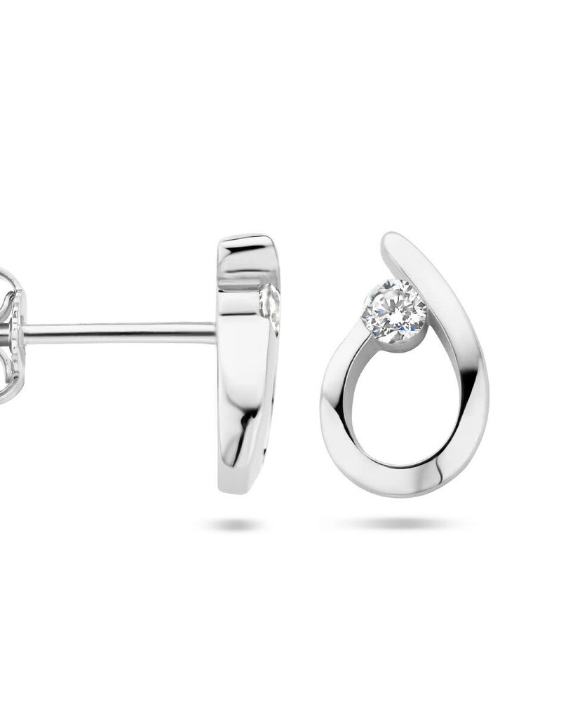 Zilveren oorknoppen - Gerhodineerd - Zirkonia