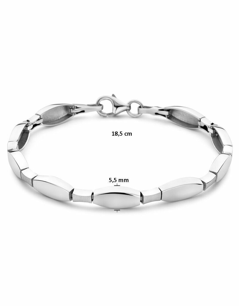 Zilveren armband - Gerhodineerd - Mat/glanzend - 5,5 mm - 18,5 cm