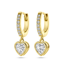 Verguld zilver - Oorringen - Hartjes zirkonia