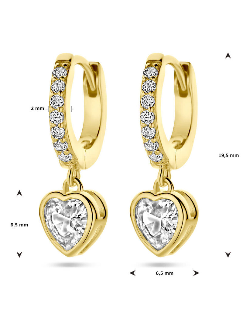 Verguld zilver - Oorringen - Hartjes zirkonia