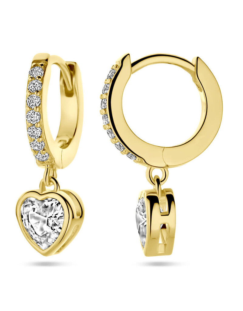 Verguld zilver - Oorringen - Hartjes zirkonia