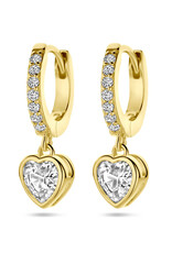 Verguld zilver - Oorringen - Hartjes zirkonia