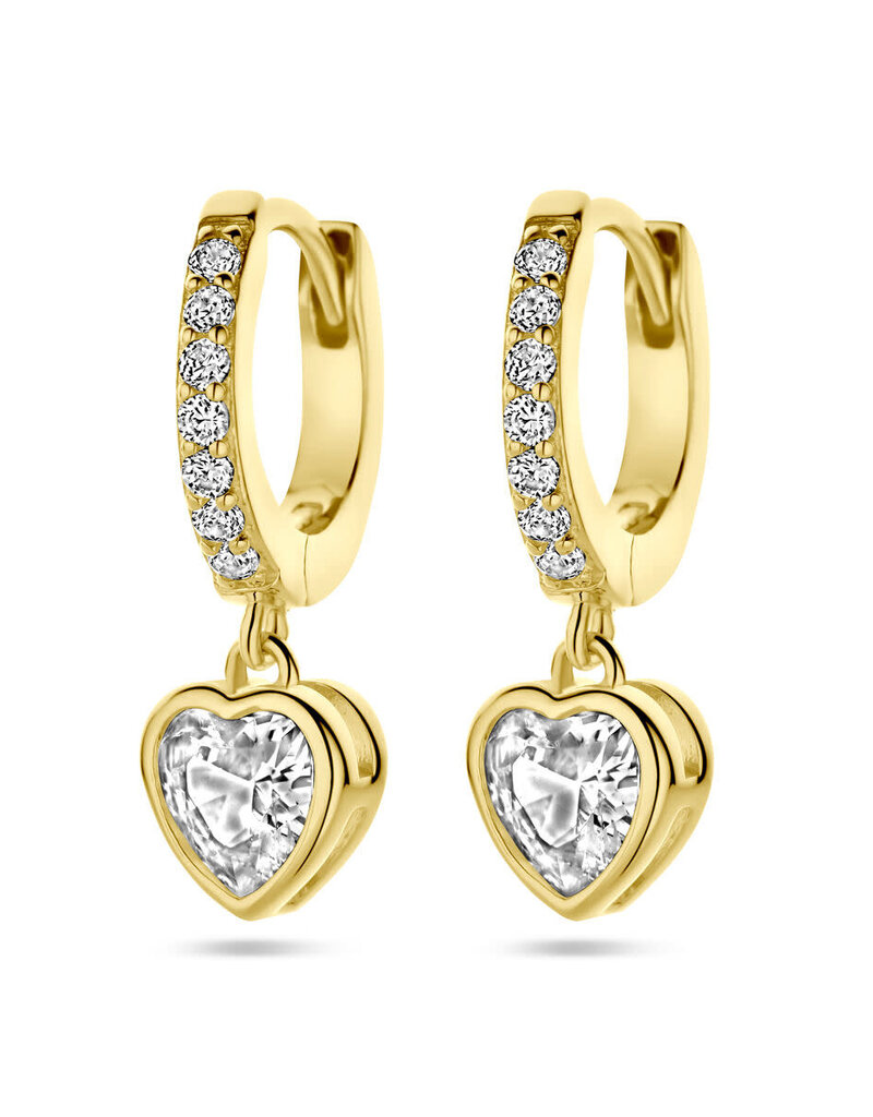 Verguld zilver - Oorringen - Hartjes zirkonia