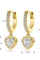 Verguld zilver - Oorringen - Hartjes zirkonia