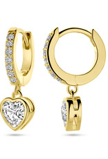 Verguld zilver - Oorringen - Hartjes zirkonia