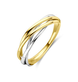 Gouden ring - 14 karaats - Bicolor - Maat 18.5