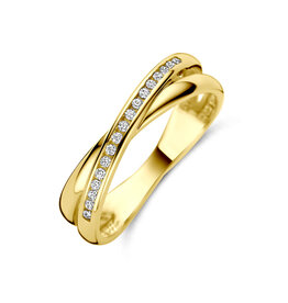 Gouden ring - 14 karaats - Zirkonia - Maat 18.5