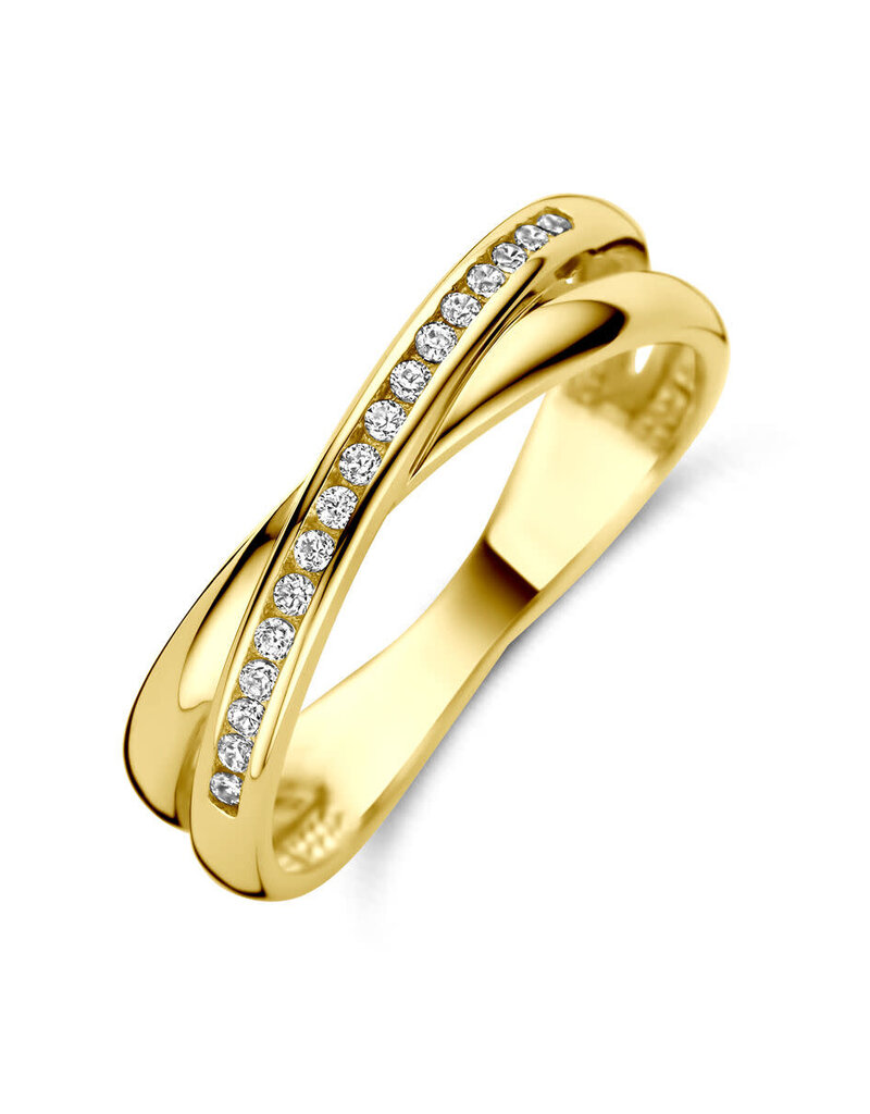 Gouden ring - 14 karaats - Zirkonia - Maat 18.5