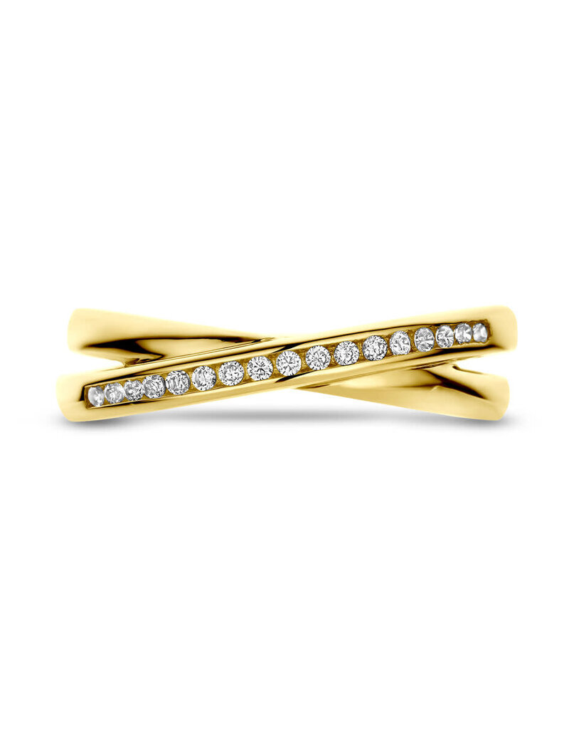Gouden ring - 14 karaats - Zirkonia - Maat 18.5