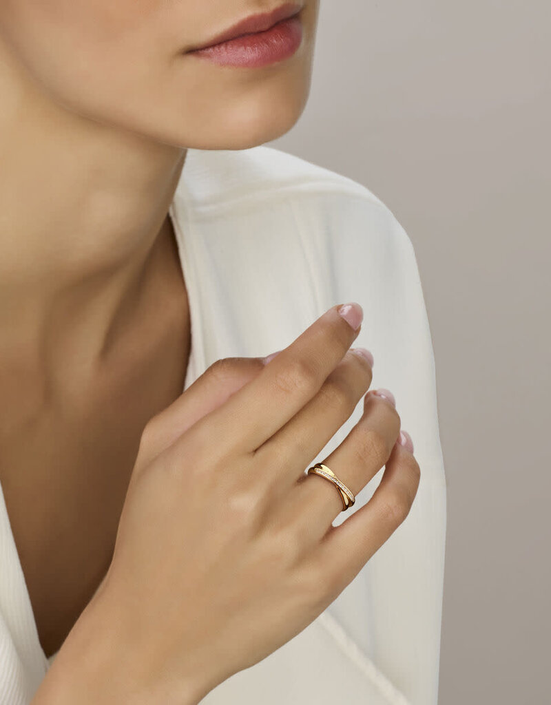 Gouden ring - 14 karaats - Zirkonia - Maat 18.5