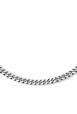 Zilveren heren collier - Geoxideerd - 6 zijdes geslepen gourmet - 4.6 mm - 50 cm