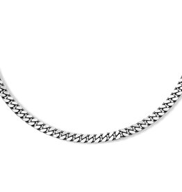 Zilveren heren collier - Geoxideerd - 6 zijdes geslepen gourmet - 4.6 mm - 50 cm