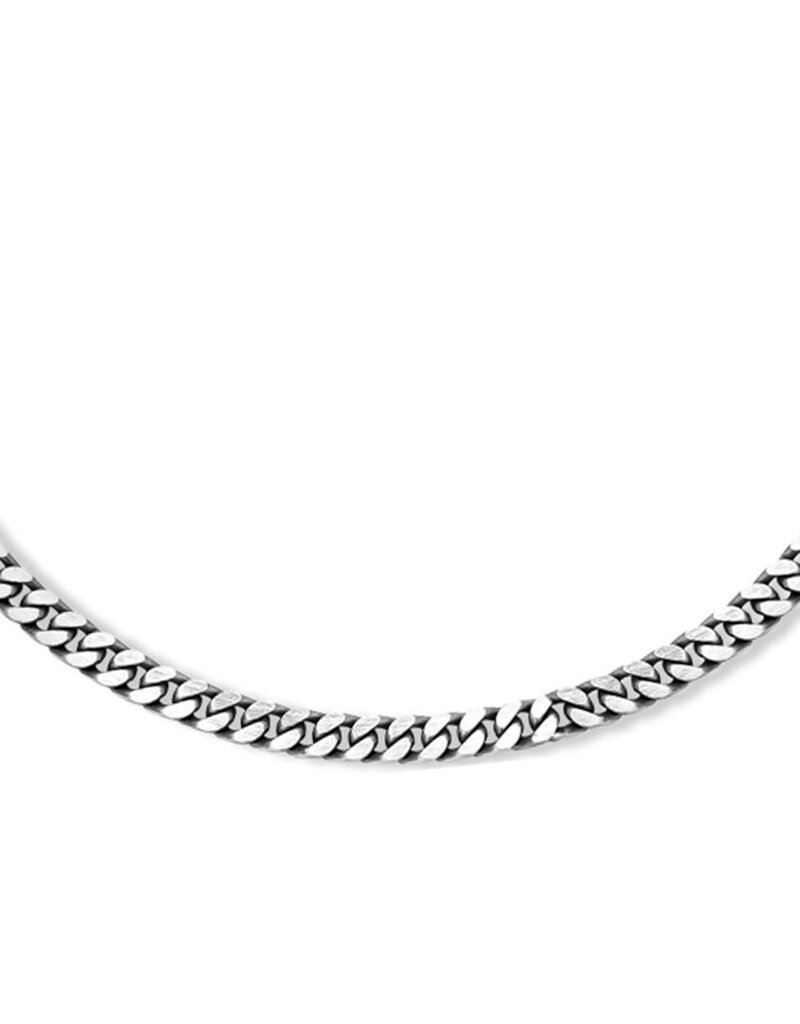 Zilveren heren collier - Geoxideerd - 6 zijdes geslepen gourmet - 4.6 mm - 50 cm