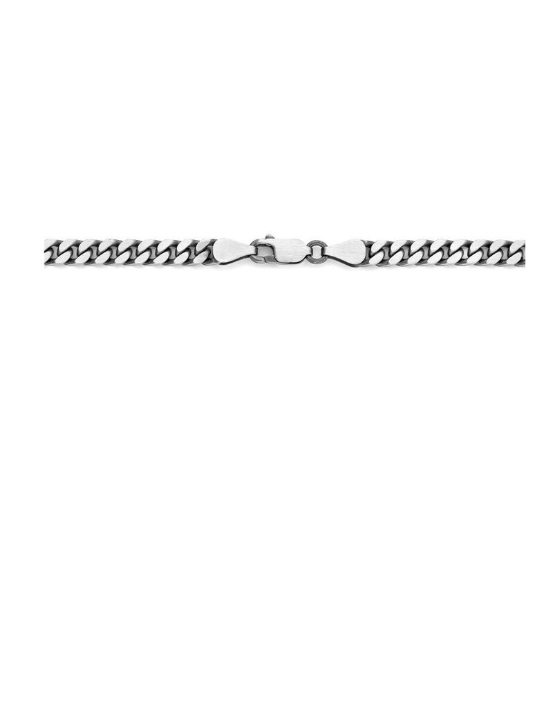 Zilveren heren collier - Geoxideerd - 6 zijdes geslepen gourmet - 4.6 mm - 50 cm