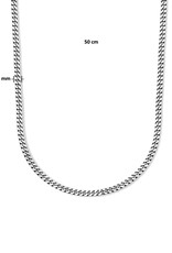 Zilveren heren collier - Geoxideerd - 6 zijdes geslepen gourmet - 4.6 mm - 50 cm