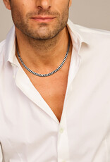 Zilveren heren collier - Geoxideerd - 6 zijdes geslepen gourmet - 4.6 mm - 50 cm