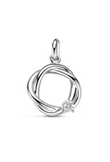 Zilveren hanger - Gerhodineerd - Rond - Zirkonia