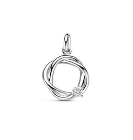 Zilveren hanger - Gerhodineerd - Rond - Zirkonia