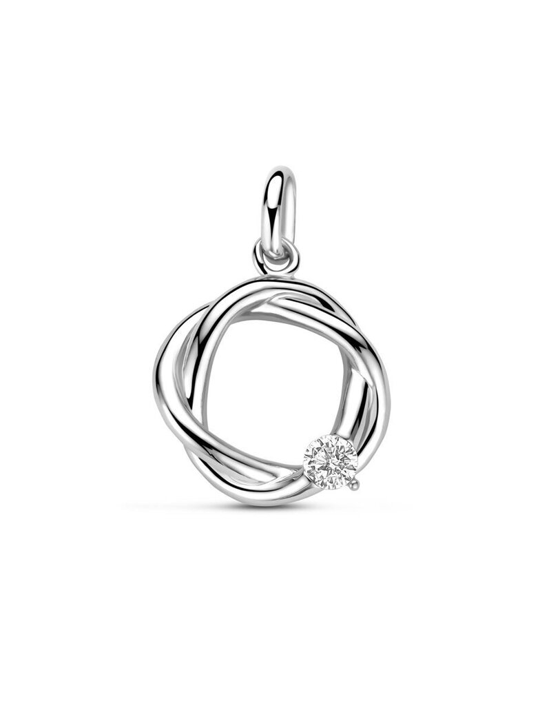 Zilveren hanger - Gerhodineerd - Rond - Zirkonia