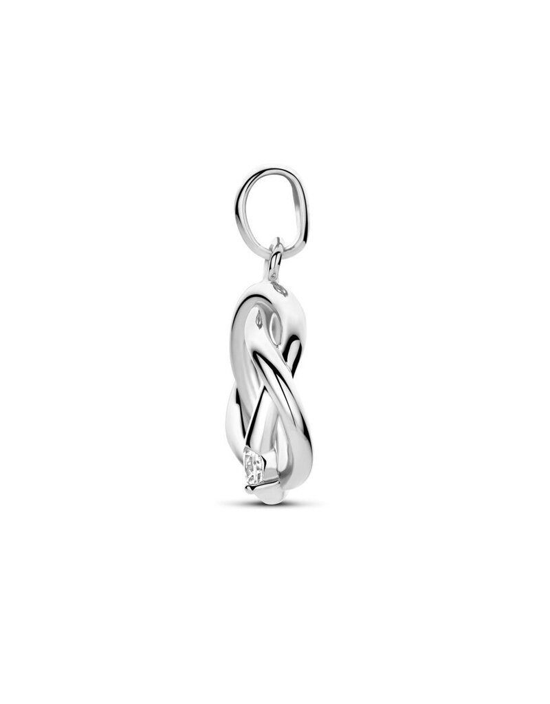 Zilveren hanger - Gerhodineerd - Rond - Zirkonia