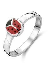 Zilveren kinderring - Gerhodineerd - Lieveheersbeestje - Emaille - Maat 13