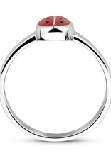 Zilveren kinderring - Gerhodineerd - Lieveheersbeestje - Emaille - Maat 13