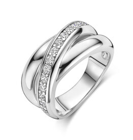 Zilveren ring - Gerhodineerd - Zirkonia - Maat 21