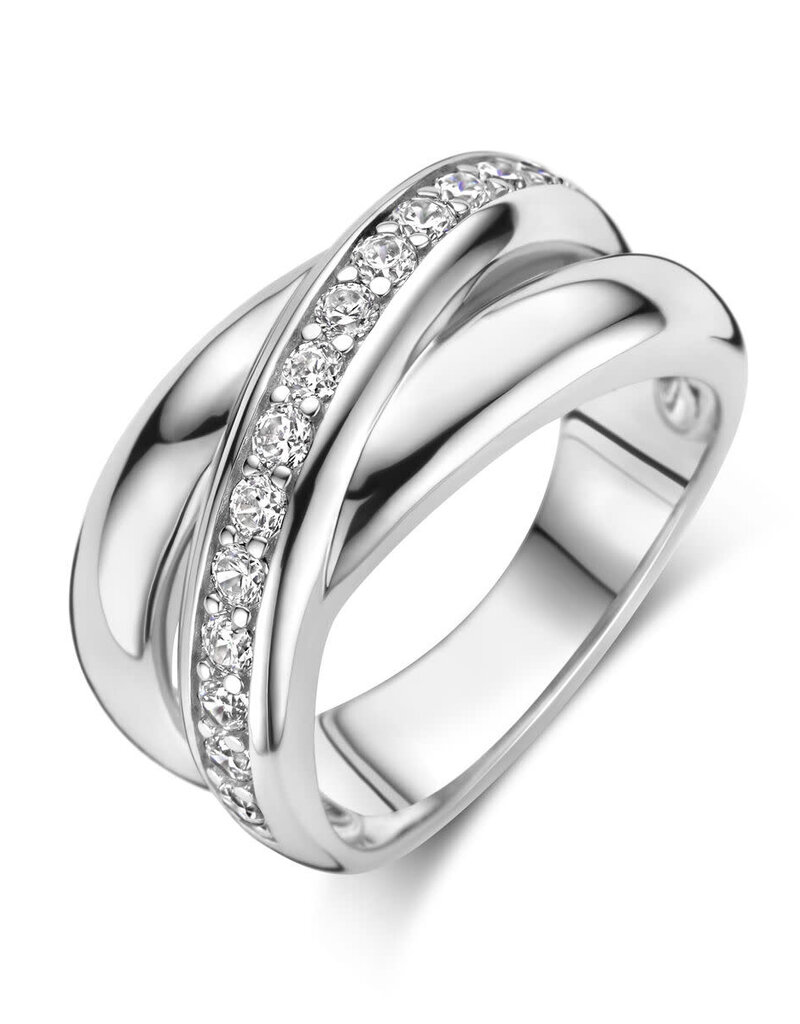 Zilveren ring - Gerhodineerd - Zirkonia - Maat 21