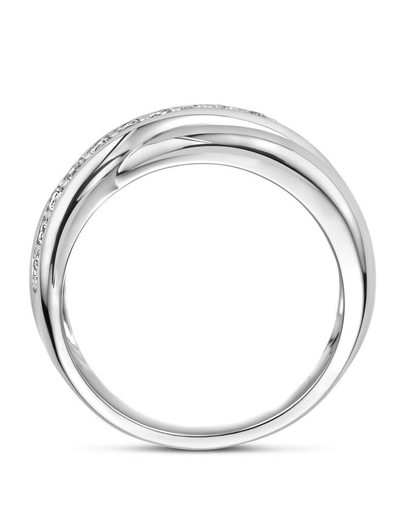 Zilveren ring - Gerhodineerd - Zirkonia - Maat 21