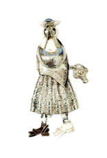 Occasions by Marleen Occasions by Marleen - Laag gehalte 800/000 broche - Vrouwtje met bloemenmand