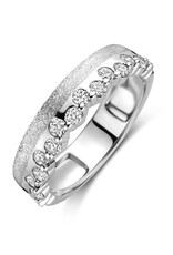 Zilveren ring - Gerhodineerd - Mat/glanzend - Zirkonia - Maat 18.5