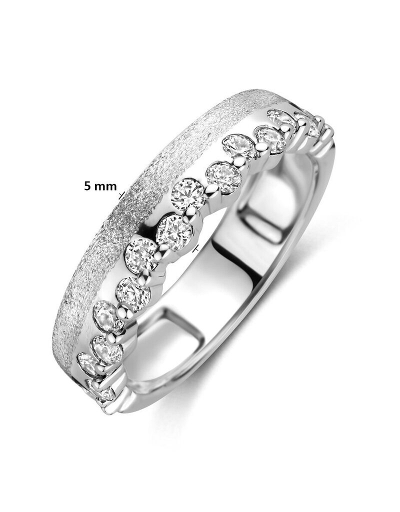 Zilveren ring - Gerhodineerd - Mat/glanzend - Zirkonia - Maat 18.5