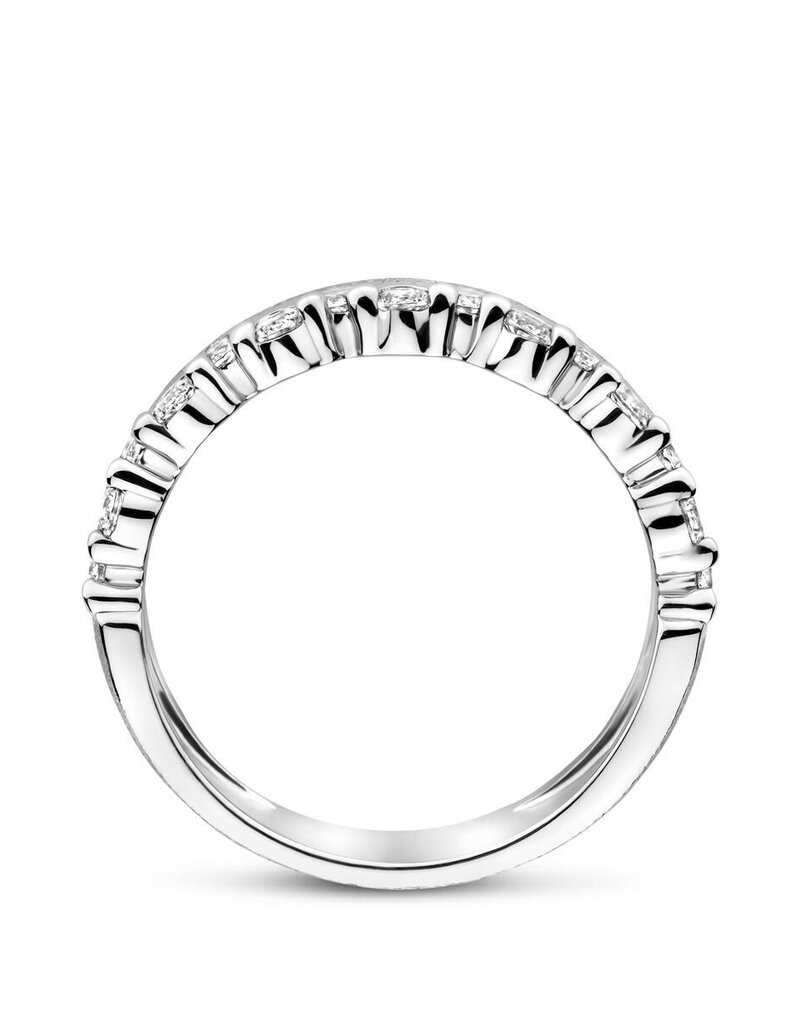 Zilveren ring - Gerhodineerd - Mat/glanzend - Zirkonia - Maat 18.5