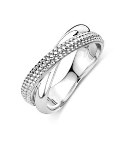 Zilveren ring - Gerhodineerd - Bolletjes - Maat 17.75