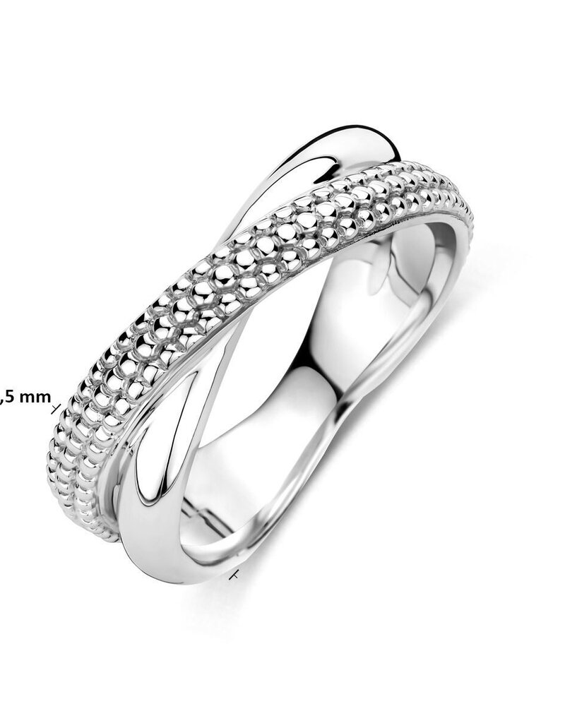 Zilveren ring - Gerhodineerd - Bolletjes - Maat 17.75