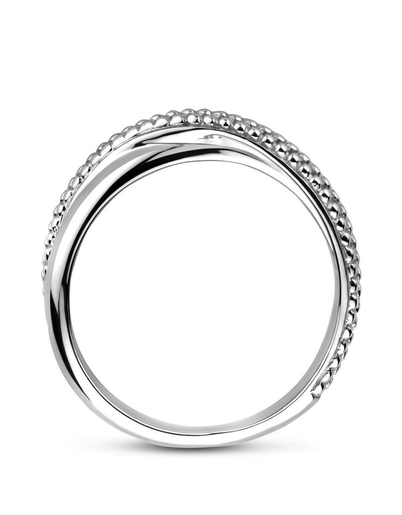 Zilveren ring - Gerhodineerd - Bolletjes - Maat 17.75