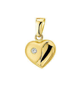 Gouden hanger - 14 karaats - mat/glanzend - Hartje - Zirkonia